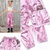 imagePerfashion Metallic Cargo Pants for Girls ampamp Womens Hip Hop Dance MultiPocket Joggers High Waist Pants 615YPink352