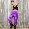 imagePerfashion Metallic Cargo Pants for Girls ampamp Womens Hip Hop Dance MultiPocket Joggers High Waist Pants 615YPurple352