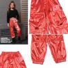 imagePerfashion Metallic Cargo Pants for Girls ampamp Womens Hip Hop Dance MultiPocket Joggers High Waist Pants 615YRed 352