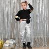 imagePerfashion Metallic Cargo Pants for Girls ampamp Womens Hip Hop Dance MultiPocket Joggers High Waist Pants 615YSilver352
