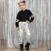 imagePerfashion Metallic Cargo Pants for Girls ampamp Womens Hip Hop Dance MultiPocket Joggers High Waist Pants 615YSilver352