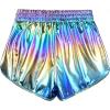imagePerfashion Womens Metallic Shiny Shorts Sparkly Hot Yoga OutfitGradient Blue Yellow