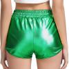 imagePerfashion Womens Metallic Shiny Shorts Sparkly Hot Yoga OutfitGreen