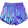 imagePerfashion Womens Metallic Shiny Shorts Sparkly Hot Yoga OutfitLaser Mermaid 13
