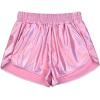 imagePerfashion Womens Metallic Shiny Shorts Sparkly Hot Yoga OutfitLight Pink 7