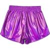 imagePerfashion Womens Metallic Shiny Shorts Sparkly Hot Yoga OutfitLight Purple 14