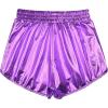 imagePerfashion Womens Metallic Shiny Shorts Sparkly Hot Yoga OutfitMiddle Purple 26