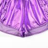 imagePerfashion Womens Metallic Shiny Shorts Sparkly Hot Yoga OutfitMiddle Purple 26