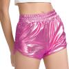 imagePerfashion Womens Metallic Shiny Shorts Sparkly Hot Yoga OutfitPink