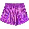 imagePerfashion Womens Metallic Shorts Summer Sparkly Hot Outfit Shiny Short PantsColourful Purple14