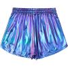 imagePerfashion Womens Metallic Shorts Summer Sparkly Hot Outfit Shiny Short PantsIllusion Purple