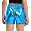 imagePerfashion Womens Metallic Shorts Summer Sparkly Hot Outfit Shiny Short PantsJewelry Blue
