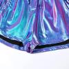 imagePerfashion Womens Metallic Shorts Summer Sparkly Hot Outfit Shiny Short PantsMagic ColorpurpleCyan