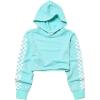 imageKids Girls Leather Plaid Long Sleeve Crop Top Hoddie Cropped SweatershirtsMint
