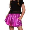 imagePerfashion Girls Metallic Skorts Sparkly Shorts Shiny Dance Skirt with Pockets 413 YearsRose Red754