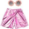 imagePerfashion Girls Metallic Skorts Sparkly Shorts with Sunglasses Dancing Skirt 413 YearsPink359