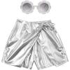imagePerfashion Girls Metallic Skorts Sparkly Shorts with Sunglasses Dancing Skirt 413 YearsSilver359
