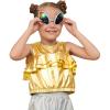 imagePerfashion Girls Metallic Tank Tops Shiny Ruffle Layered Crop Tops Dance Shirts with Alien Glasses 415 YearsGold452
