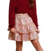 imagePerfashion Girls Sequin Skirt Sparkly 2 Layer Ruffle ALine Skirt VWaisted Dance Party Skirt 413YRosen253