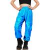 imagePerfashion Metallic Cargo Pants for Girls ampamp Womens Hip Hop Dance MultiPocket Joggers High Waist Pants 615YBlue352