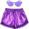 imagePerfashion Womens Metallic Shorts Summer Sparkly Hot Outfit Shiny Short PantsPurple05