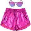 imagePerfashion Womens Metallic Shorts Summer Sparkly Hot Outfit Shiny Short PantsRose Red