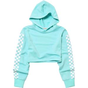 imageKids Girls Leather Plaid Long Sleeve Crop Top Hoddie Cropped SweatershirtsMint