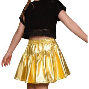 imagePerfashion Girls Metallic Skirts Builtin Shorts Sparkly Skort Alien Shorts 413 YearsGold755