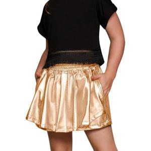 imagePerfashion Girls Metallic Skorts Sparkly Shorts Shiny Dance Skirt with Pockets 413 YearsChampagne754