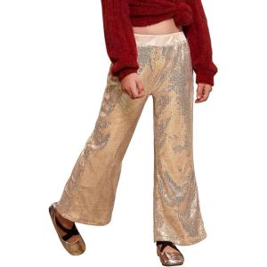imagePerfashion Girls Sequin Bell Bottom Pants Disco Sparkly Flare Pants Kids Dance Trousers with Pockets 615YChampagne252