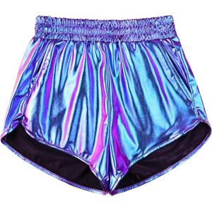 imagePerfashion Womens Metallic Shiny Shorts Sparkly Hot Yoga OutfitLaser Mermaid 13