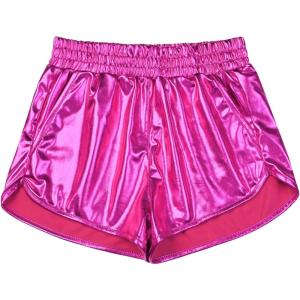 imagePerfashion Womens Metallic Shiny Shorts Sparkly Hot Yoga OutfitRose Red