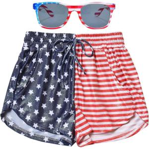 imagePerfashion Womens Metallic Shorts Summer Sparkly Hot Outfit Shiny Short PantsFlag