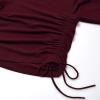 imagePerfashion Girls FlutterLong Sleeve Cotton TShirts Side Drawstring Tunic Blouse Round Neck Casual Tops for 413YearsBurgundy