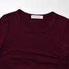 imagePerfashion Girls FlutterLong Sleeve Cotton TShirts Side Drawstring Tunic Blouse Round Neck Casual Tops for 413YearsBurgundy