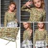imagePerfashion Girls FlutterLong Sleeve Cotton TShirts Side Drawstring Tunic Blouse Round Neck Casual Tops for 413YearsFloral M47