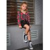 imagePerfashion Girls FlutterLong Sleeve Cotton TShirts Side Drawstring Tunic Blouse Round Neck Casual Tops for 413YearsRed Plaid583