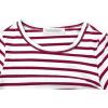 imagePerfashion Girls FlutterLong Sleeve Cotton TShirts Side Drawstring Tunic Blouse Round Neck Casual Tops for 413YearsStripes Burgundy29