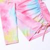 imagePerfashion Girls FlutterLong Sleeve Cotton TShirts Side Drawstring Tunic Blouse Round Neck Casual Tops for 413YearsTie Dye V68