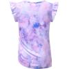 imagePerfashion Girls FlutterLong Sleeve Cotton TShirts Side Drawstring Tunic Blouse Round Neck Casual Tops for 413YearsTie Dyepurple G42