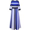 imagePerfashion Girls Maxi DressCottonCasualSleevelessLong Sleeve Crew Neck 615YBlue and White Stripesu42