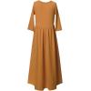 imagePerfashion Girls Maxi DressCottonCasualSleevelessLong Sleeve Crew Neck 615YBrown096