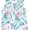 imagePerfashion Girls Maxi DressCottonCasualSleevelessLong Sleeve Crew Neck 615YGreen Tropical P87
