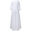 imagePerfashion Girls Maxi DressCottonCasualSleevelessLong Sleeve Crew Neck 615YWhite026