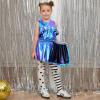 imagePerfashion Girls Metallic Wrap Skirt Sparkly Dance ALine Elastic Waist Skirt with Sunglasses 313 YearsBlue454