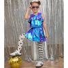 imagePerfashion Girls Metallic Wrap Skirt Sparkly Dance ALine Elastic Waist Skirt with Sunglasses 313 YearsBlue454