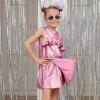 imagePerfashion Girls Metallic Wrap Skirt Sparkly Dance ALine Elastic Waist Skirt with Sunglasses 313 YearsPink454