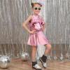 imagePerfashion Girls Metallic Wrap Skirt Sparkly Dance ALine Elastic Waist Skirt with Sunglasses 313 YearsPink454