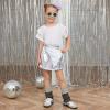imagePerfashion Girls Metallic Wrap Skirt Sparkly Dance ALine Elastic Waist Skirt with Sunglasses 313 YearsSilver454