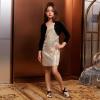 imagePerfashion Girls Sequin Dress Adjustable Spaghetti Strap Pencil Cami Midi Bodycon Dress Sparkly Party 615YChampagne251